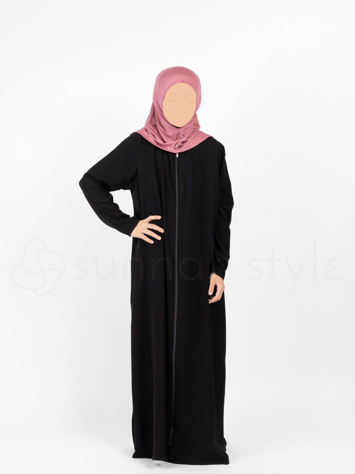 Sunnah Style - Girls Essentials Full Zip Abaya (Black)