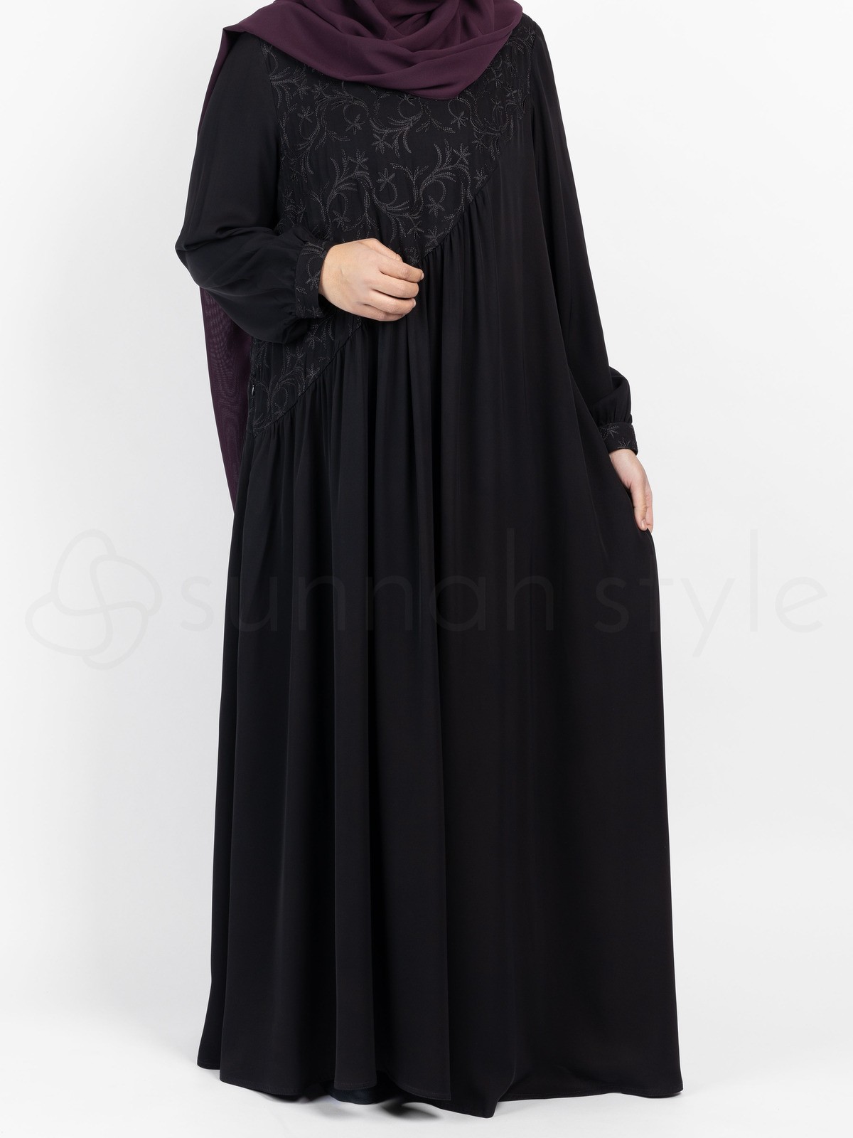 Sunnah Style - Floral Umbrella Abaya (Black)