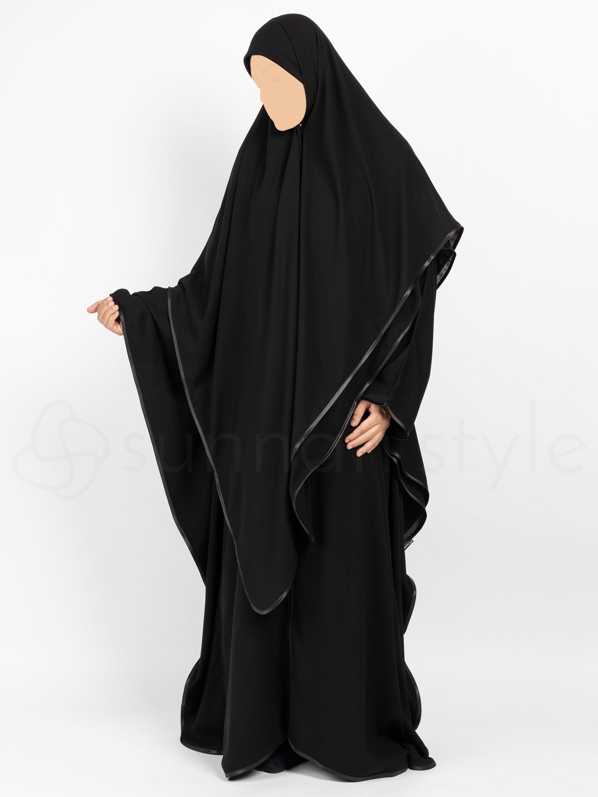 Sunnah Style - Satin Trimmed Square Hijab - XL (Black)