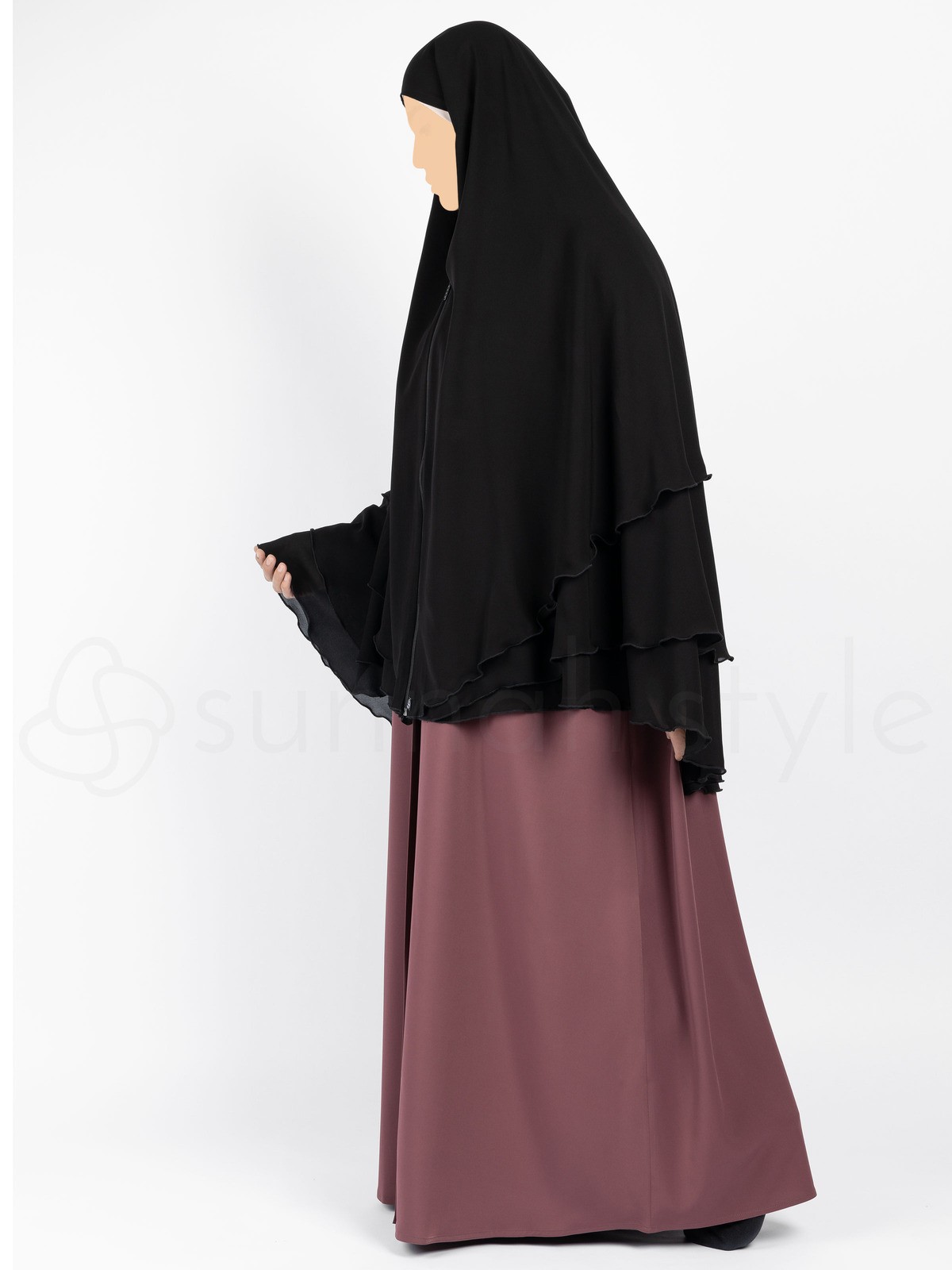 Sunnah Style - 3-Layer Yemeni Khimar (Black)