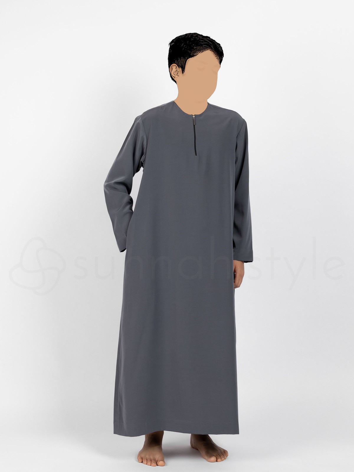 Sunnah Style - Boys Short Zip Thobe  - Teen (Pewter)