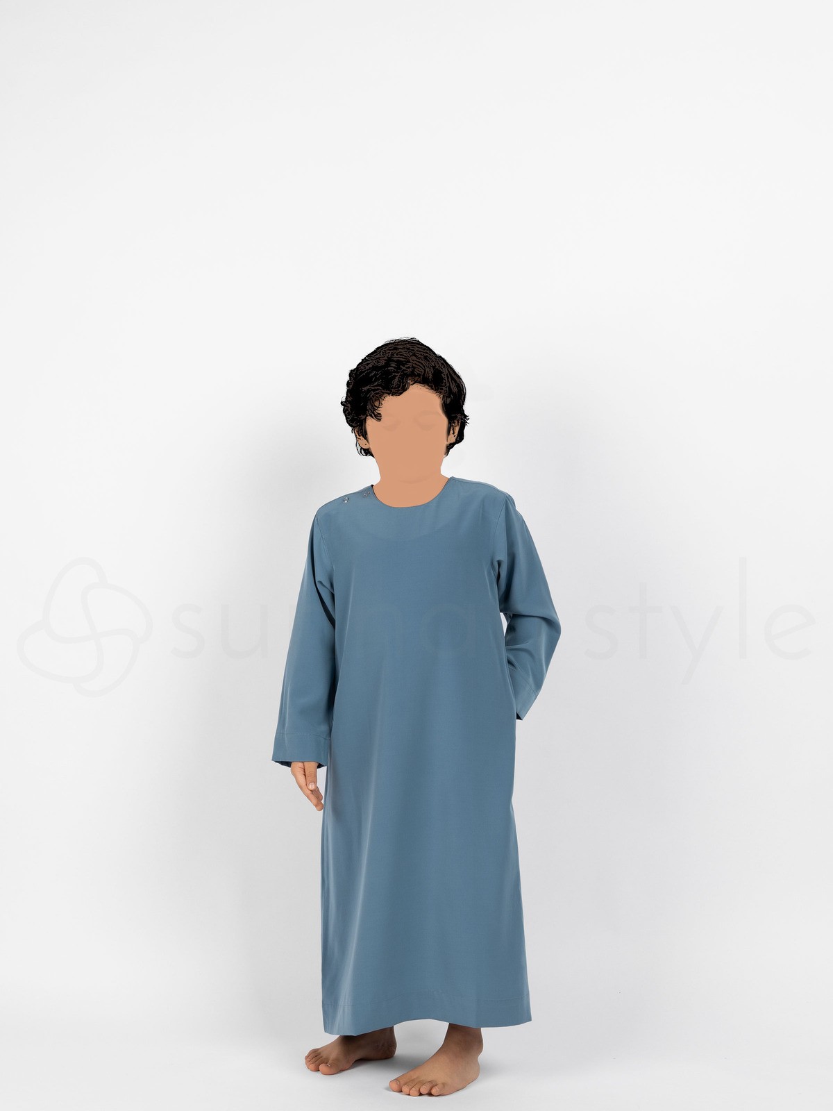 Sunnah Style - Boys Shoulder Snap Thobe - Child (Sky Blue)