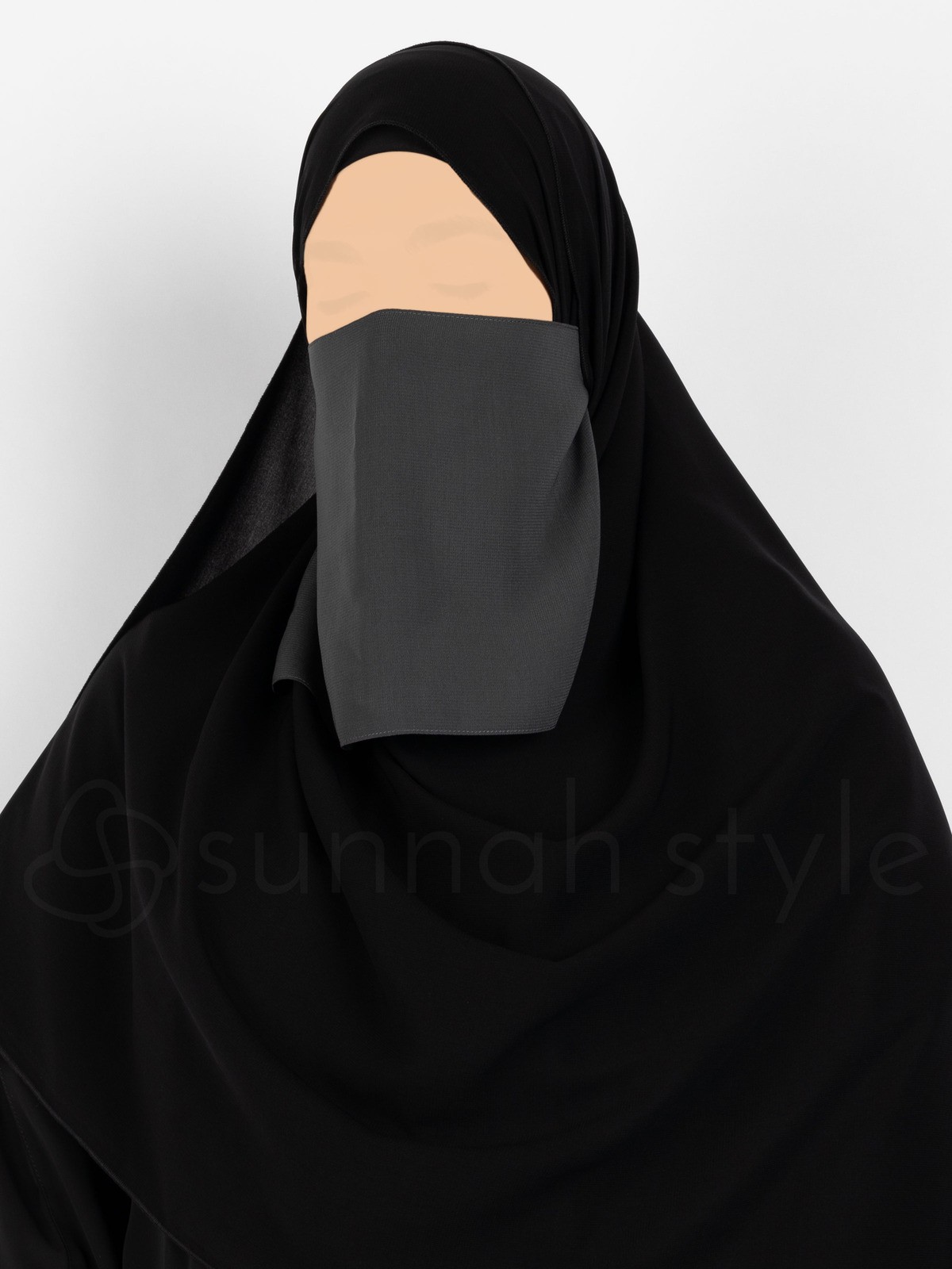 Sunnah Style - Short Elastic Half Niqab (Dark Grey)