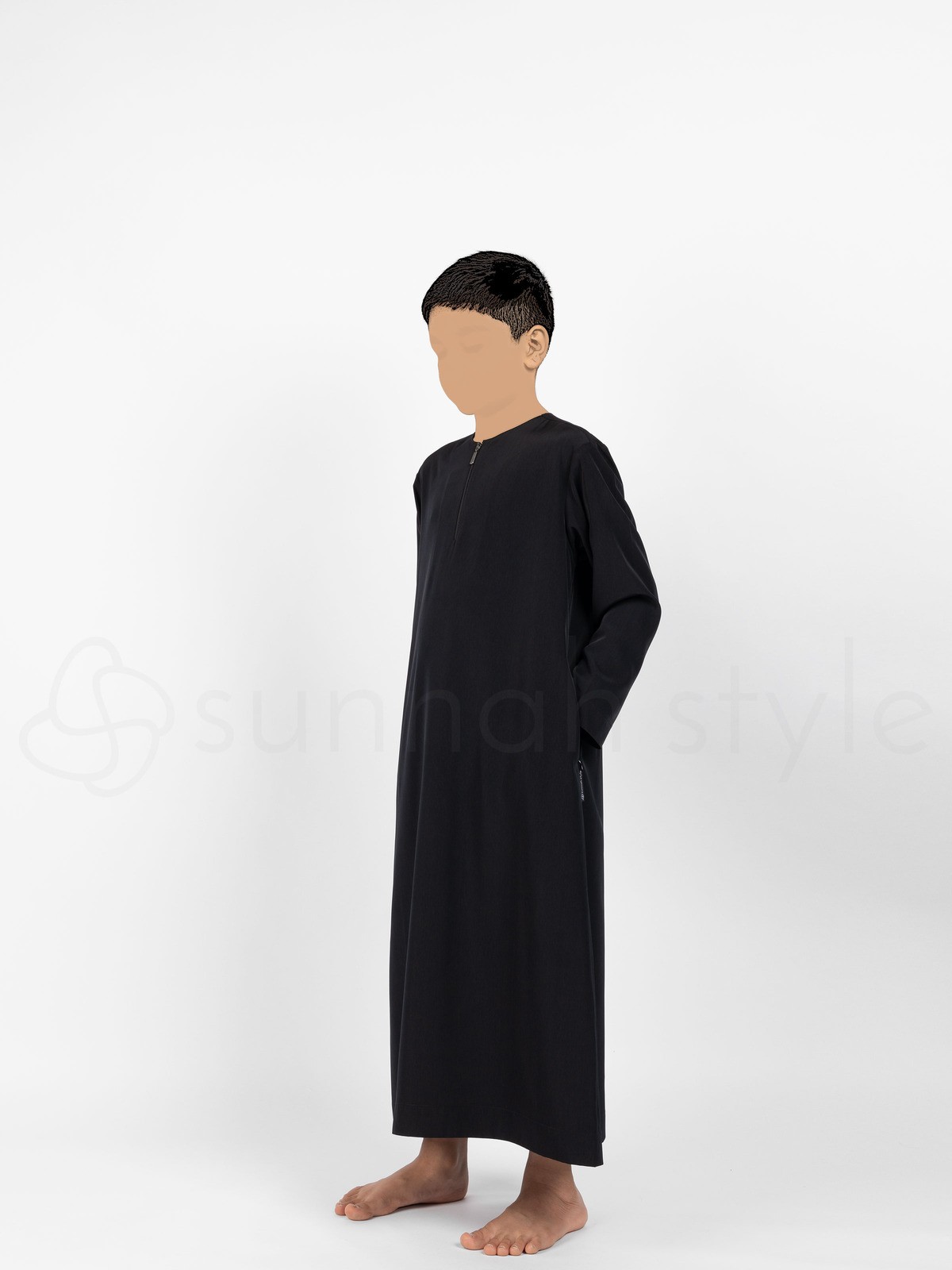 Sunnah Style - Boys Short Zip Thobe  - Child (Black)