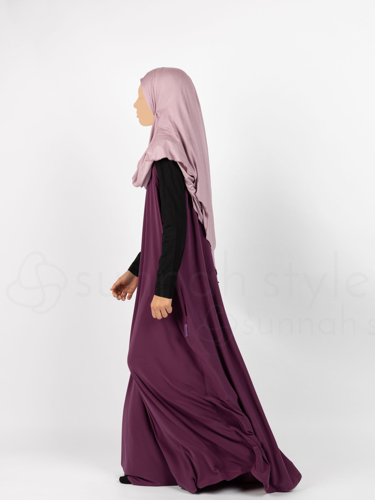 Sunnah Style - Girls Sleeveless Jersey Abaya (Mulberry)