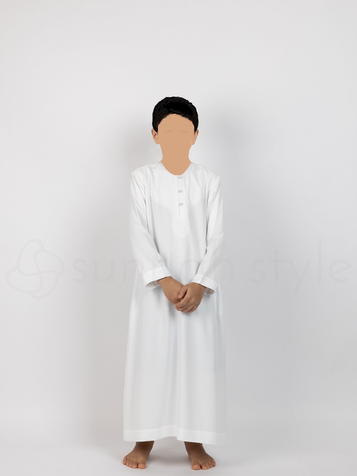 Sunnah Style - Boys Omani Embroidered Thobe - Child (White)