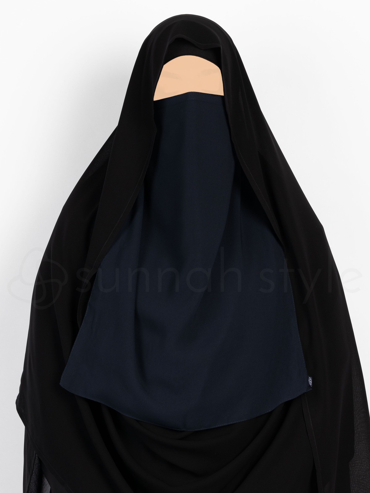 Sunnah Style - Long Tying Half Niqab (Premium Chiffon) (Black)