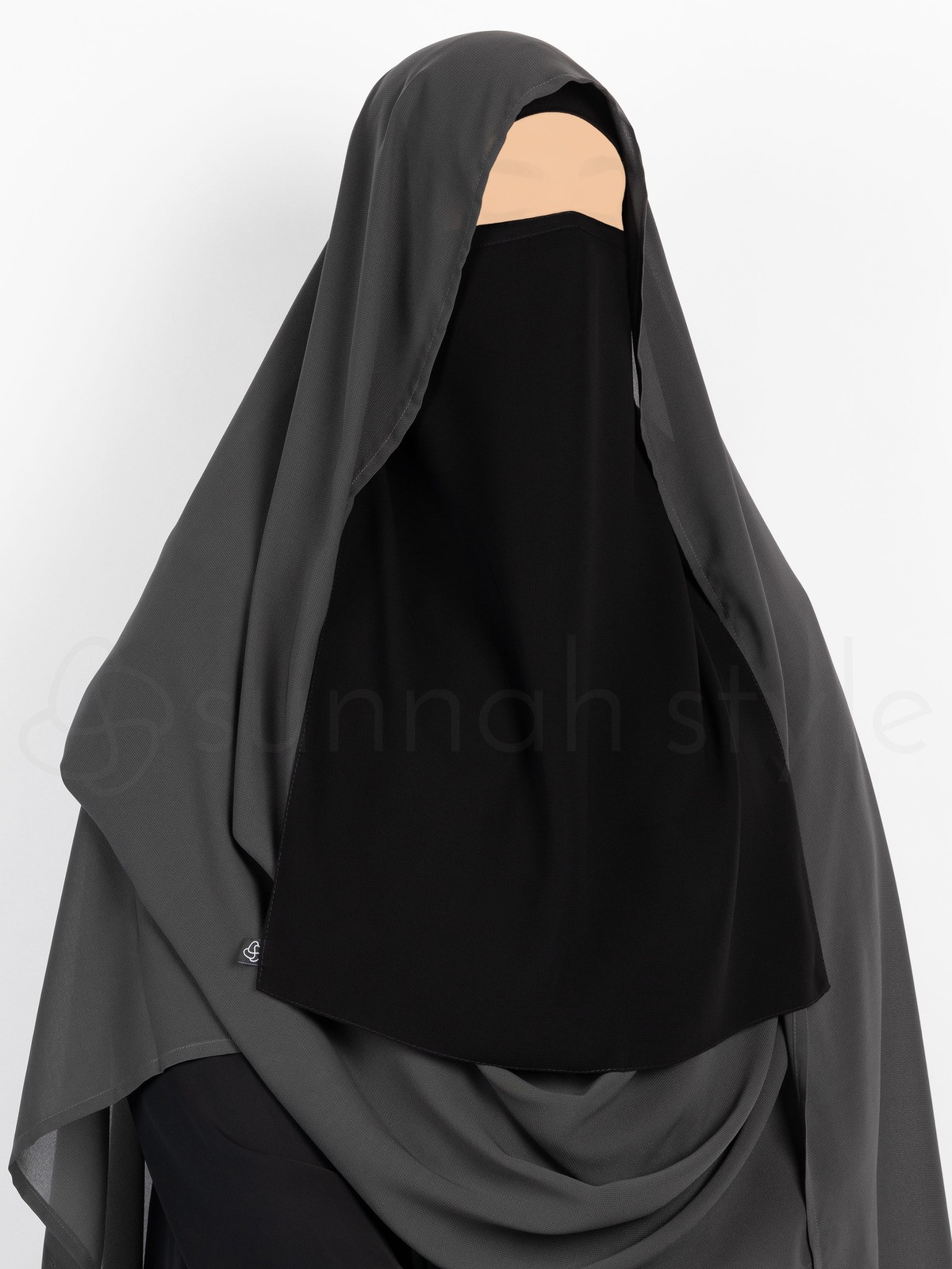 Sunnah Style - Long Tying Half Niqab (Premium Chiffon) (Black)