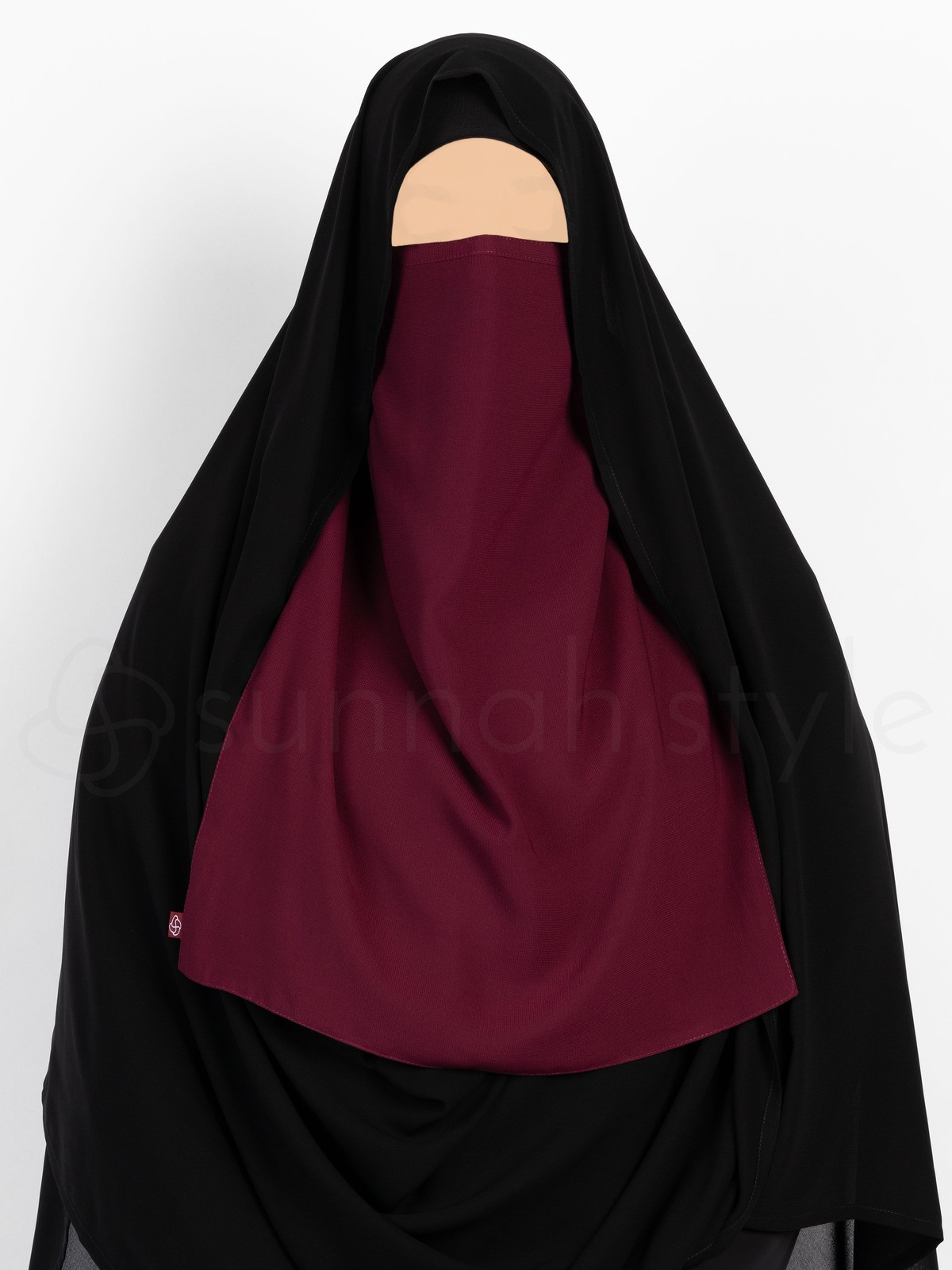 Sunnah Style - Long Tying Half Niqab (Premium Chiffon) (Burgundy)