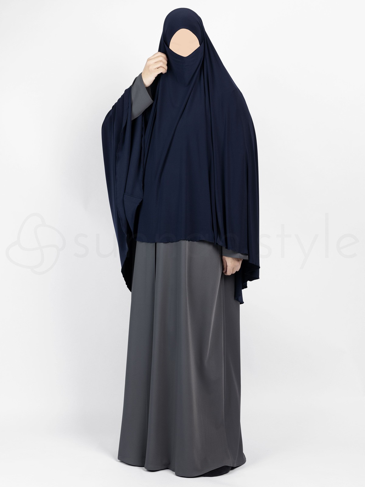 Sunnah Style - Jersey Khimar - Thigh Length (Navy Blue)