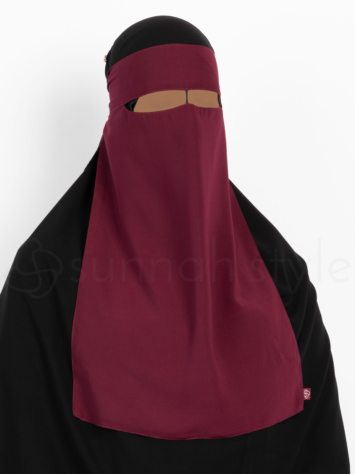 Sunnah Style - One Layer Niqab /w Nose String (Burgundy)