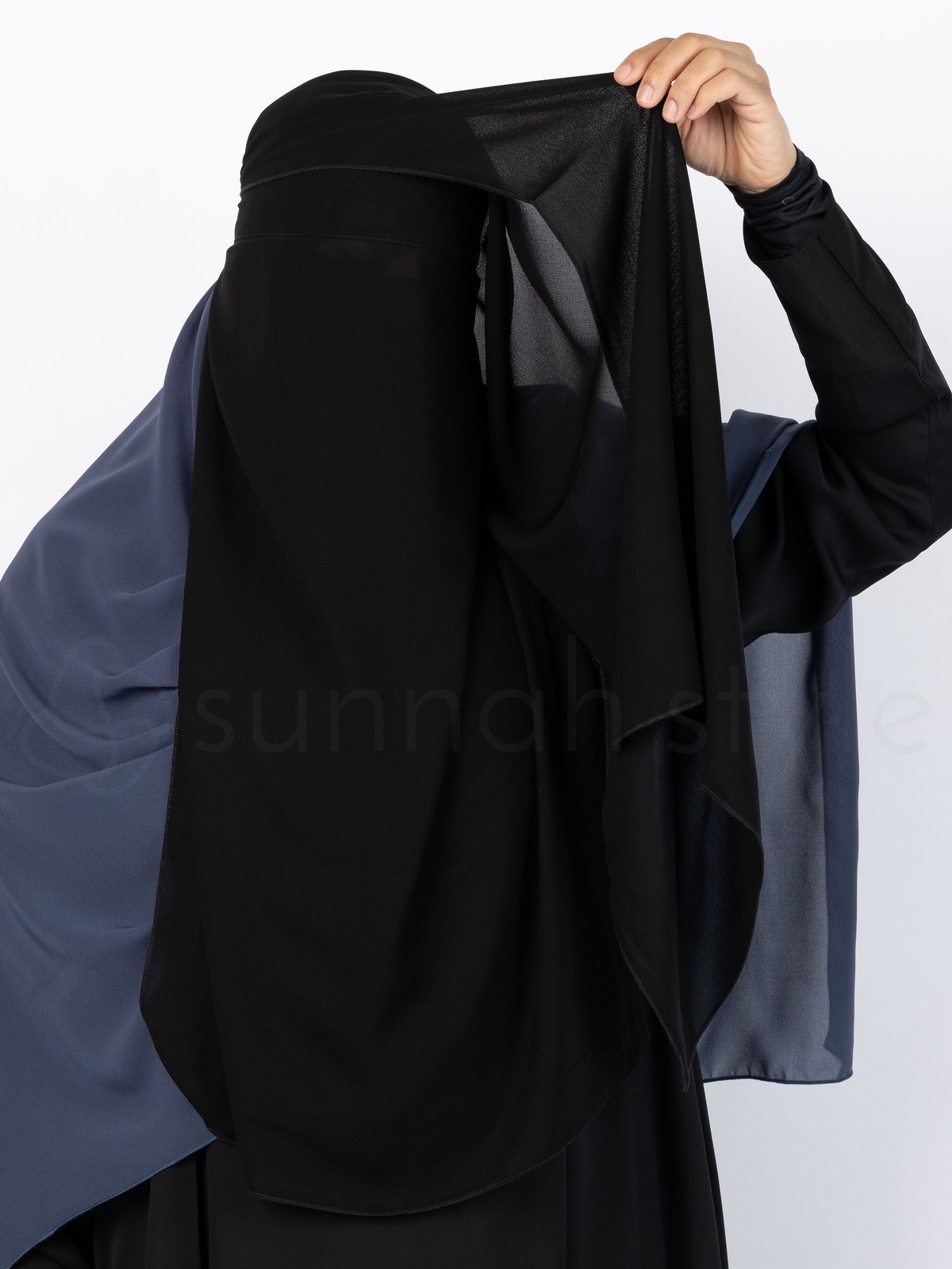 Sunnah Style - Long Three Layer Niqab (Black)