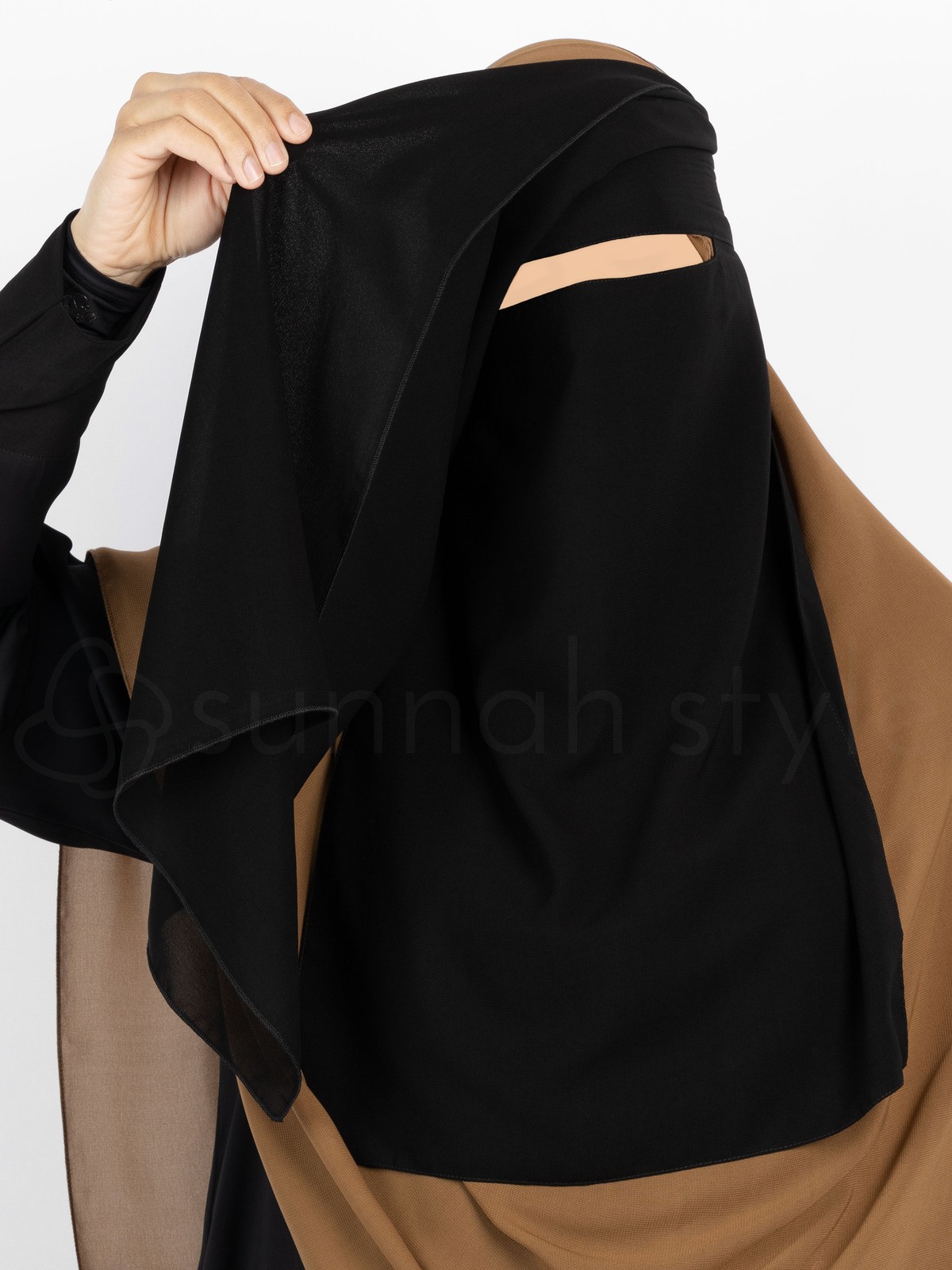 Sunnah Style - Narrow No-Pinch Two Layer Niqab (Black)
