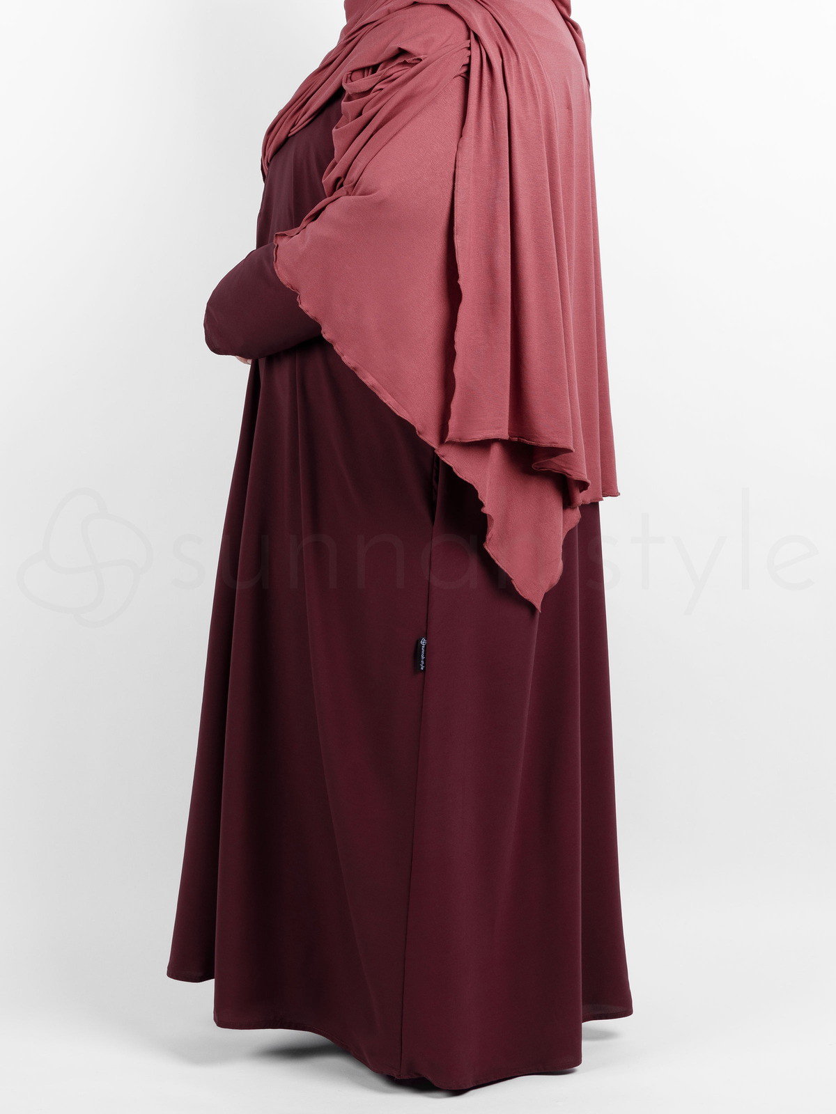 Plain Closed Abaya - PLUS (Burgundy)