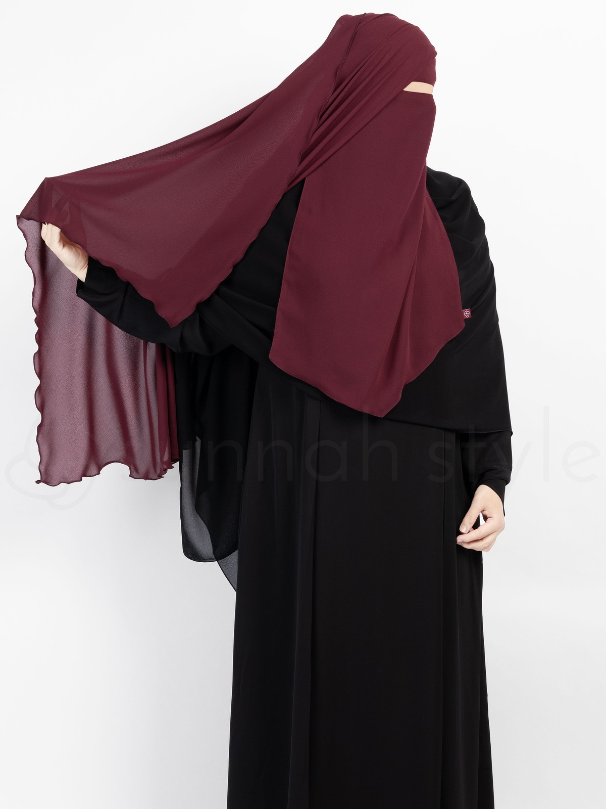 Sunnah Style - Extra Long Diamond Niqab (Burgundy)