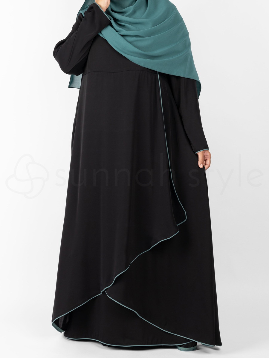 Satin Trimmed Crossover Abaya