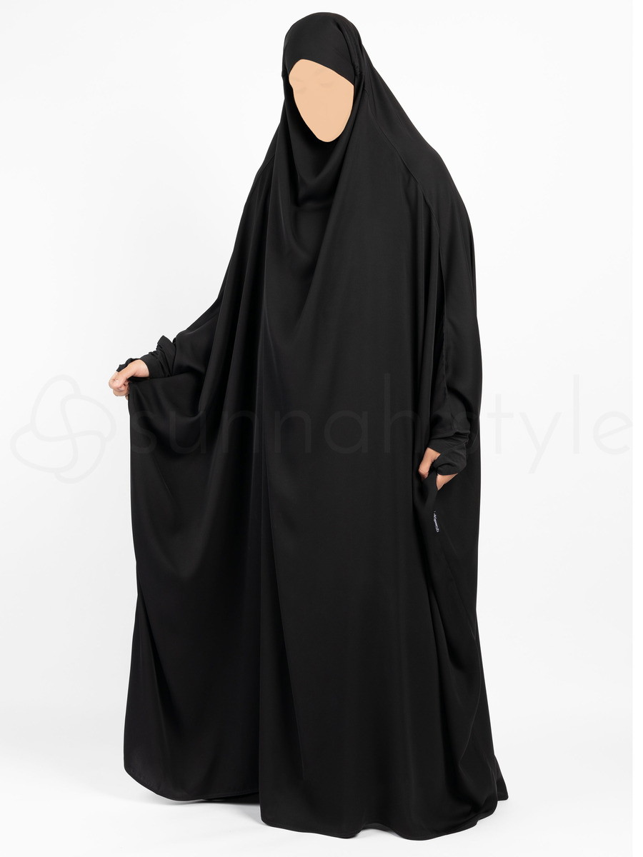 Essentials Full Zip Abaya - SLIM (Black)