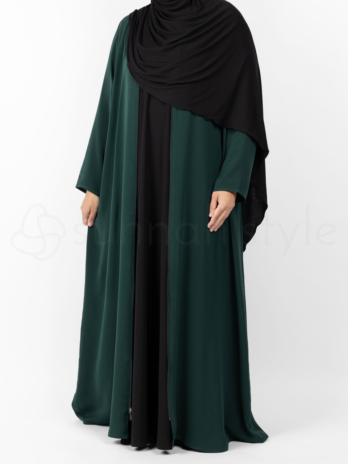 Essentials Full Zip Abaya - SLIM (Black)