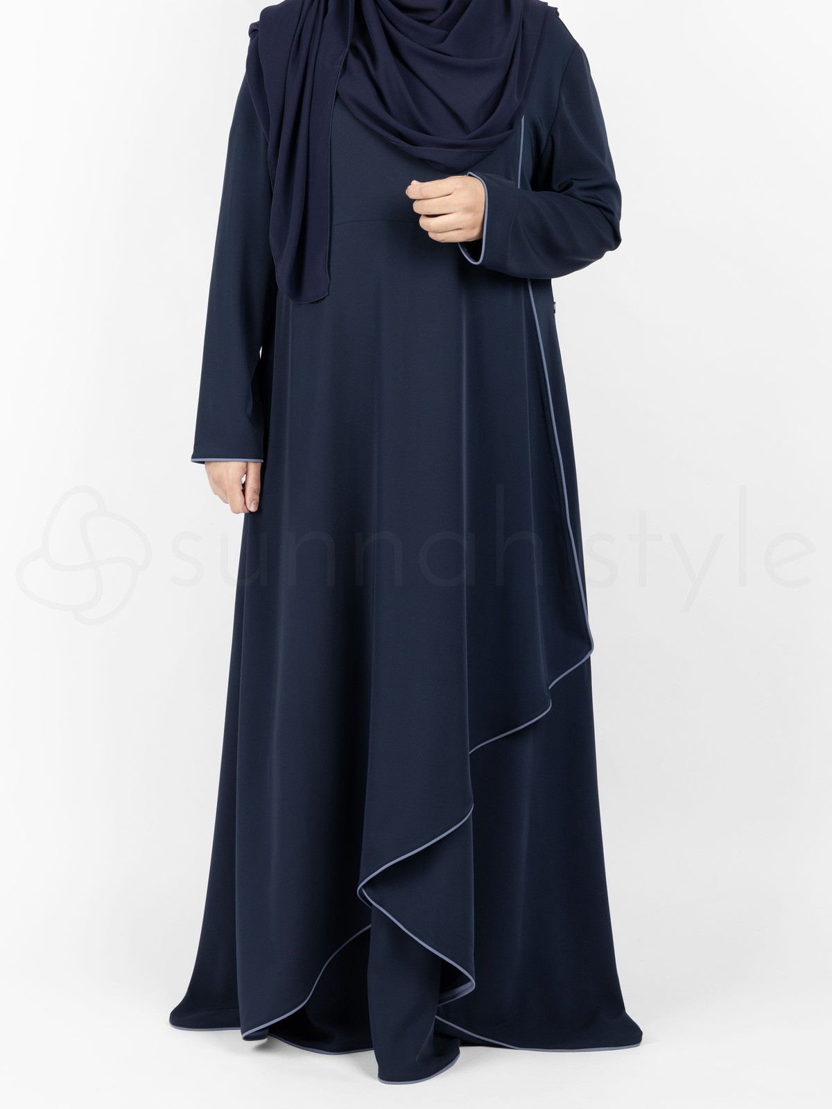 Anemone Layered Abaya (Navy Blue)