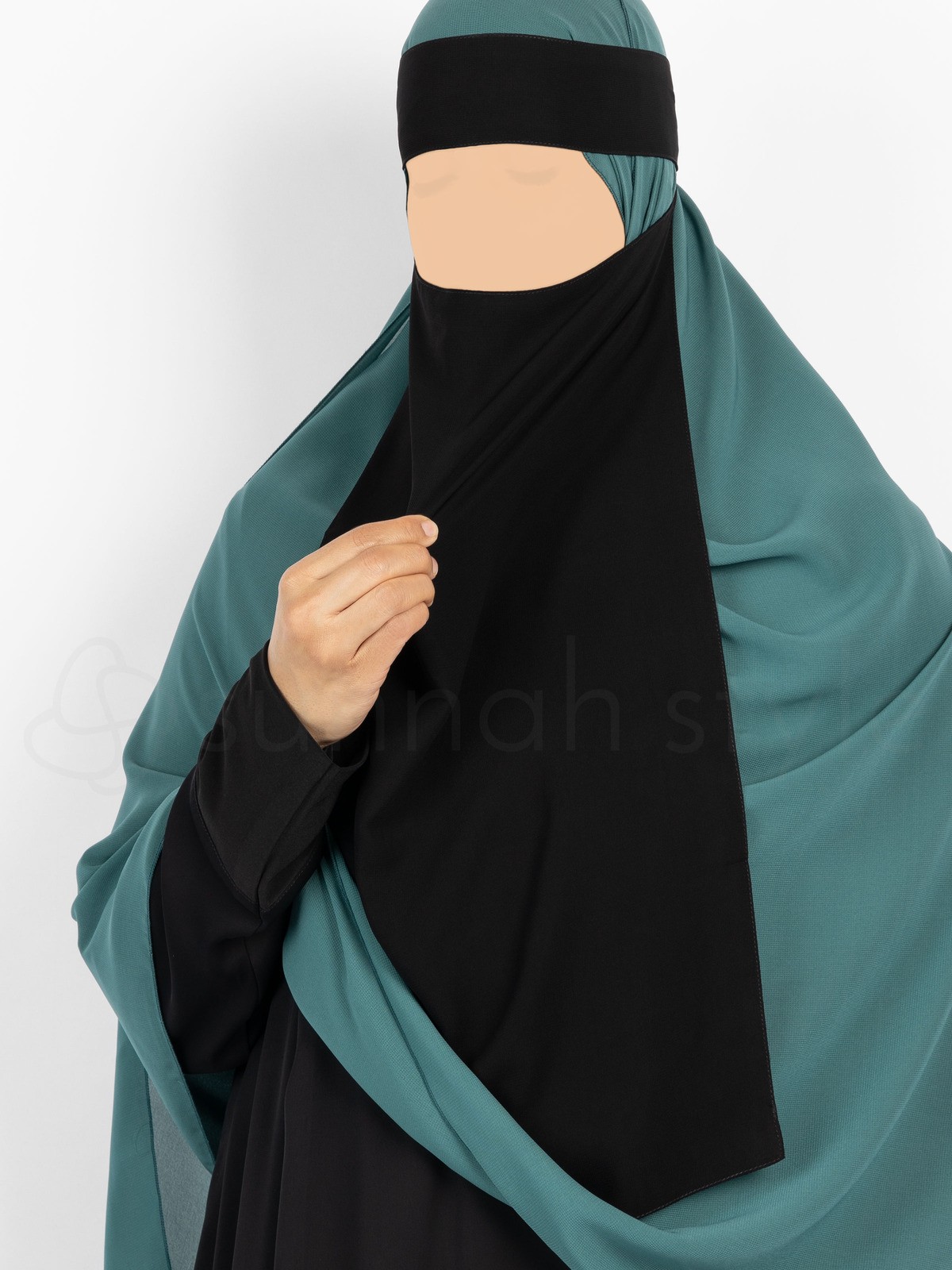 Sunnah Style - Long Pull-Down One Layer Niqab (Black)