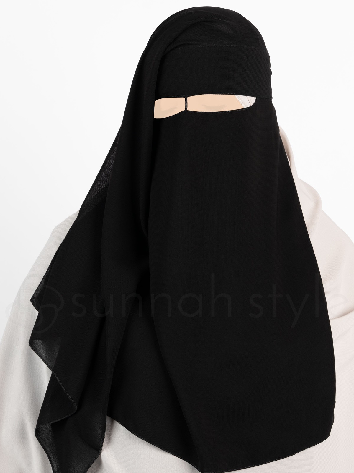 Sunnah Style - Two Layer Niqab /w Nose String (Black)