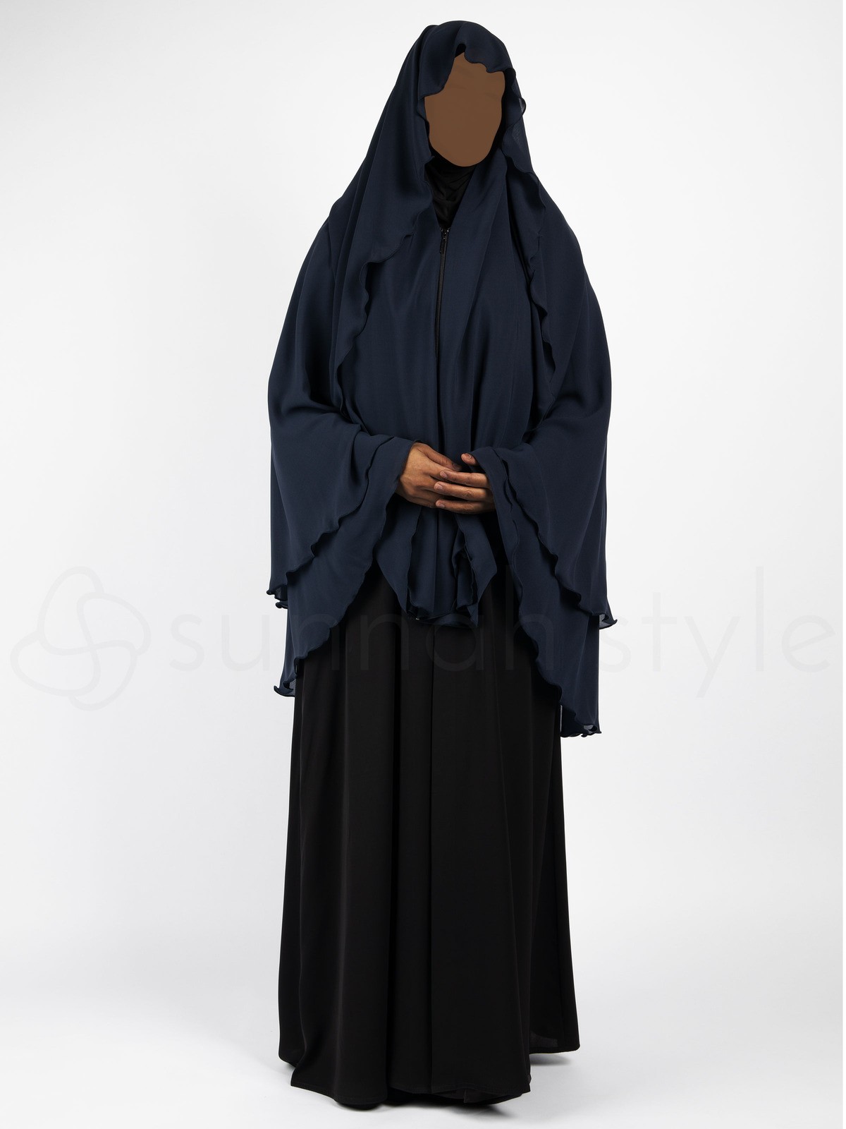 Sunnah Style - 3-Layer Yemeni Khimar (Navy Blue)