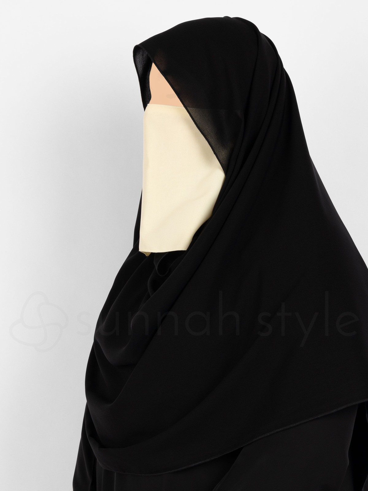 Sunnah Style - Short Elastic Half Niqab (Vanilla Cream)
