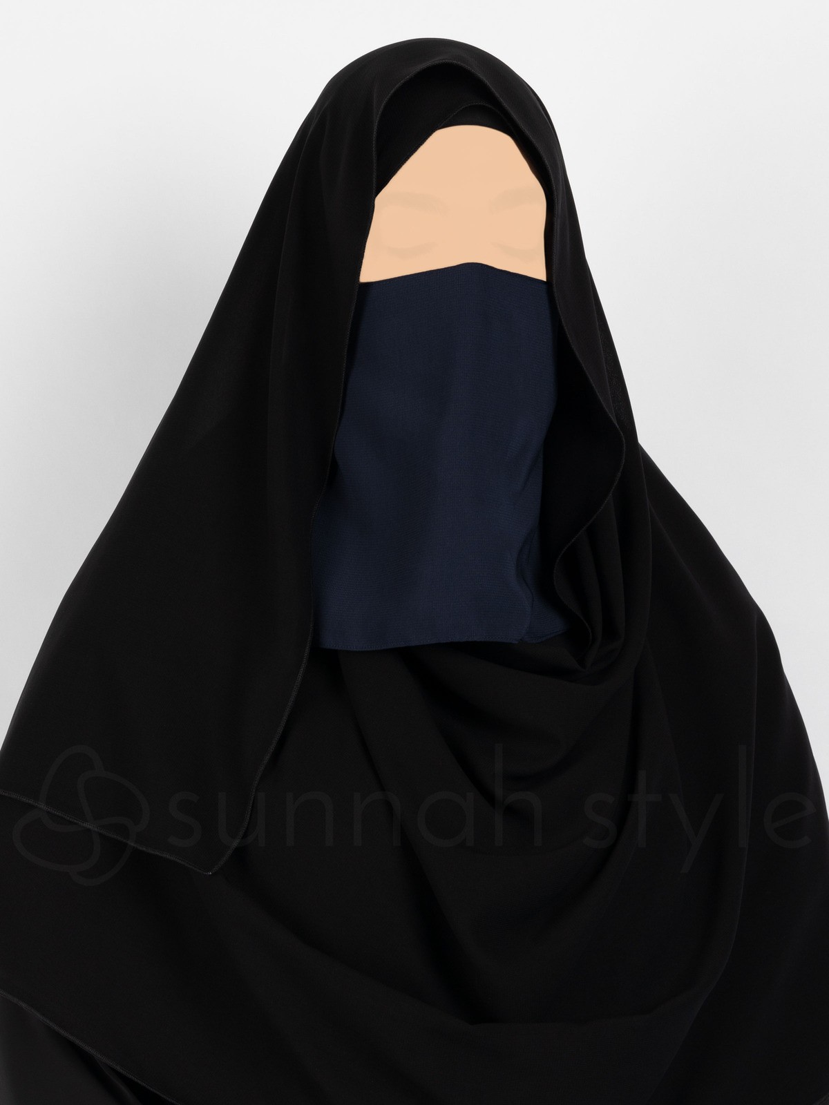 Sunnah Style - Short Elastic Half Niqab (Navy Blue)