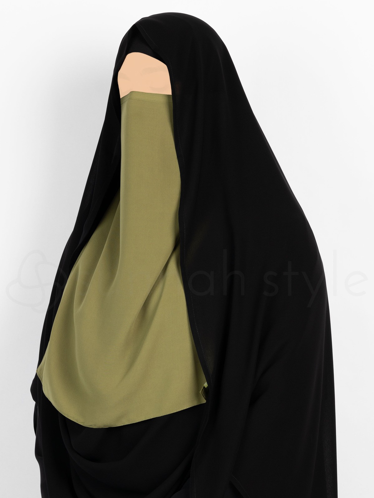 Sunnah Style - Long Tying Half Niqab (Steel Blue)