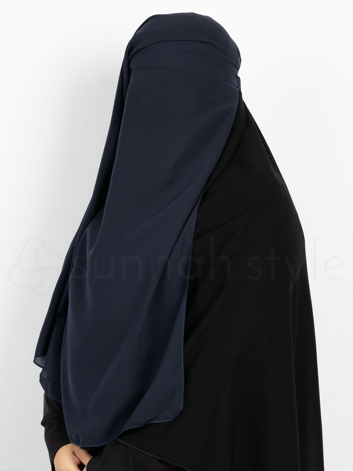 Sunnah Style - Long Three Layer Niqab (Navy Blue)
