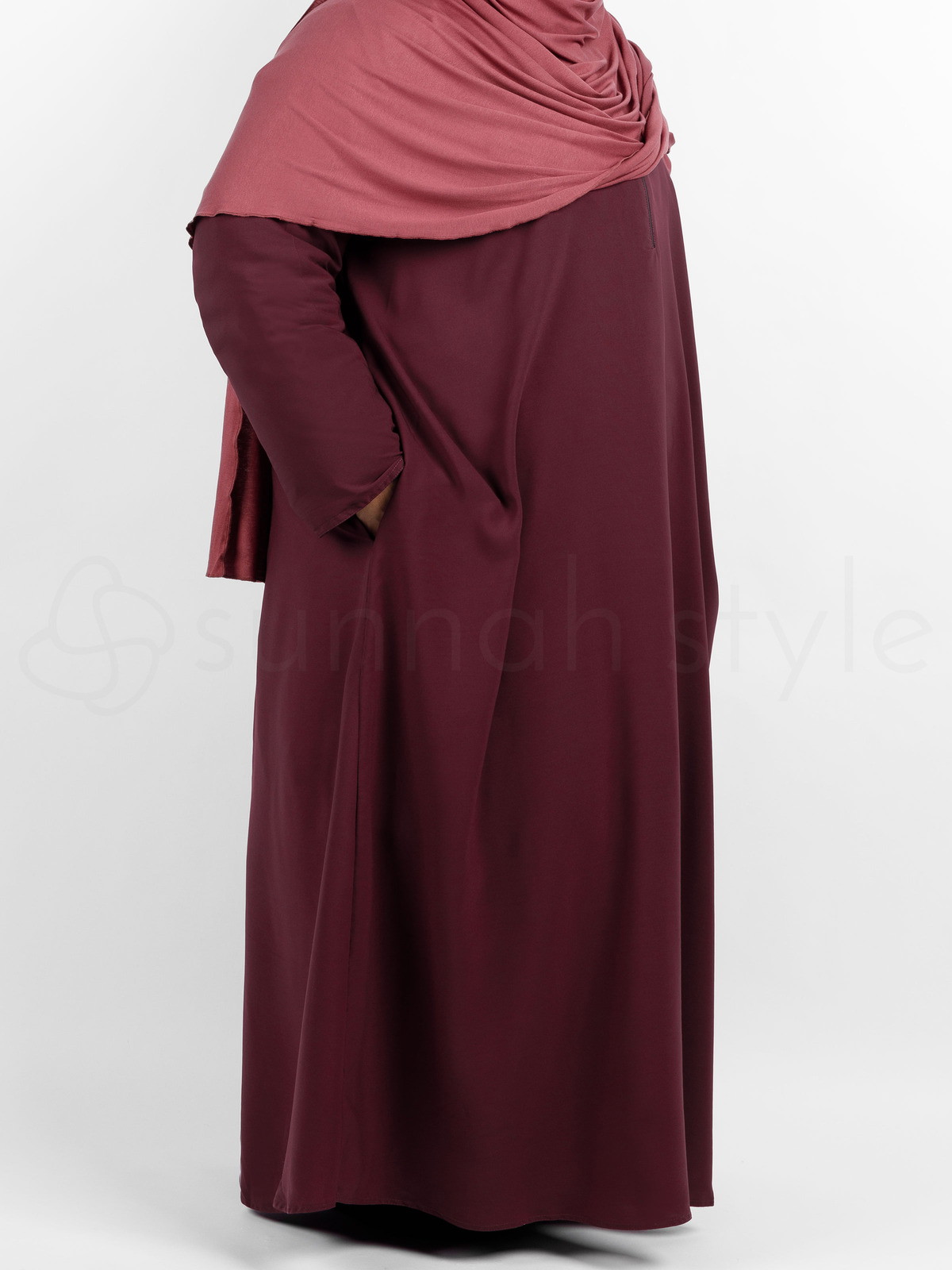 Plain Closed Abaya PLUS Burgundy