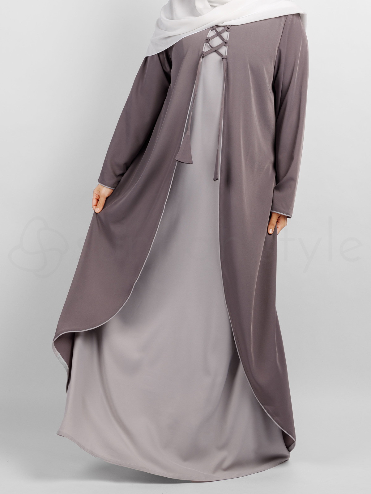 Sunnah Style - Bloom Two Tone Abaya (Orchid Grey)