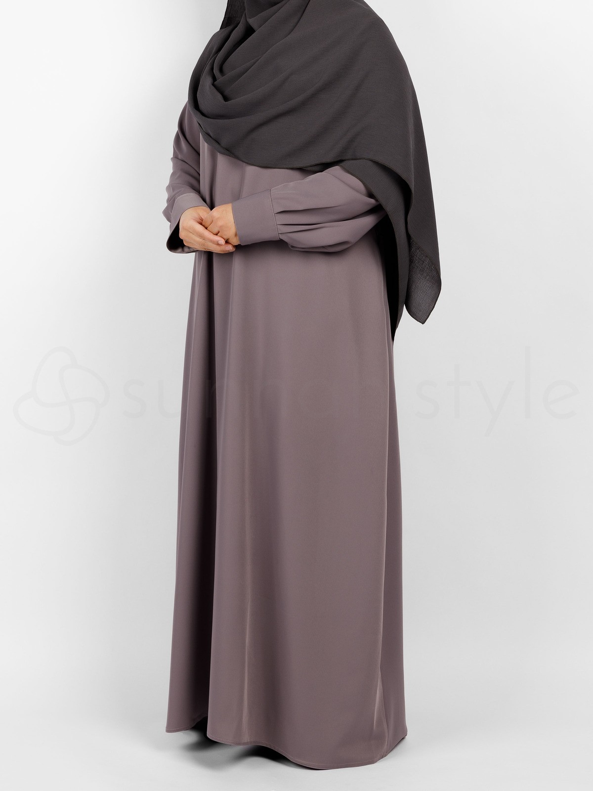 Sunnah Style - Pearl Button Cuff Abaya (Orchid Grey)