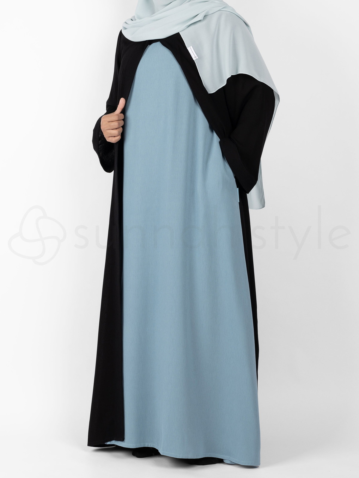 Brushed Sleeveless Abaya (Sky Blue)