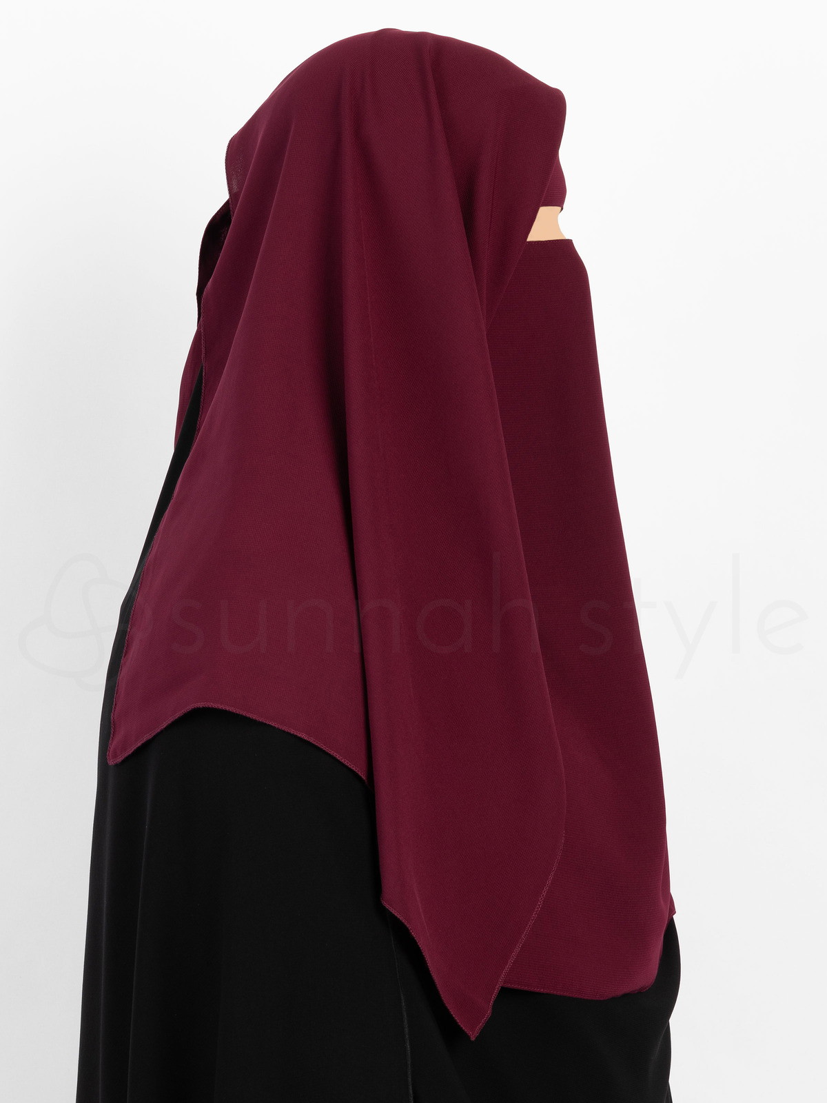 Sunnah Style - Narrow No-Pinch Two Layer Niqab (Burgundy)