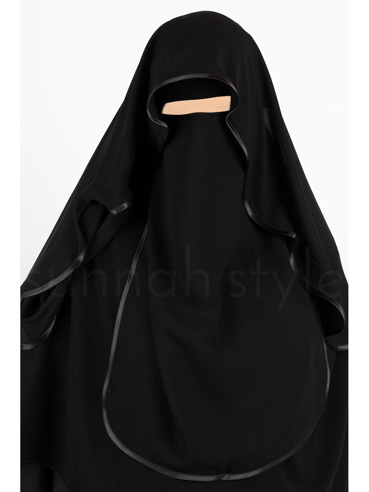 Sunnah Style - Satin Trimmed Butterfly Niqab (Black)