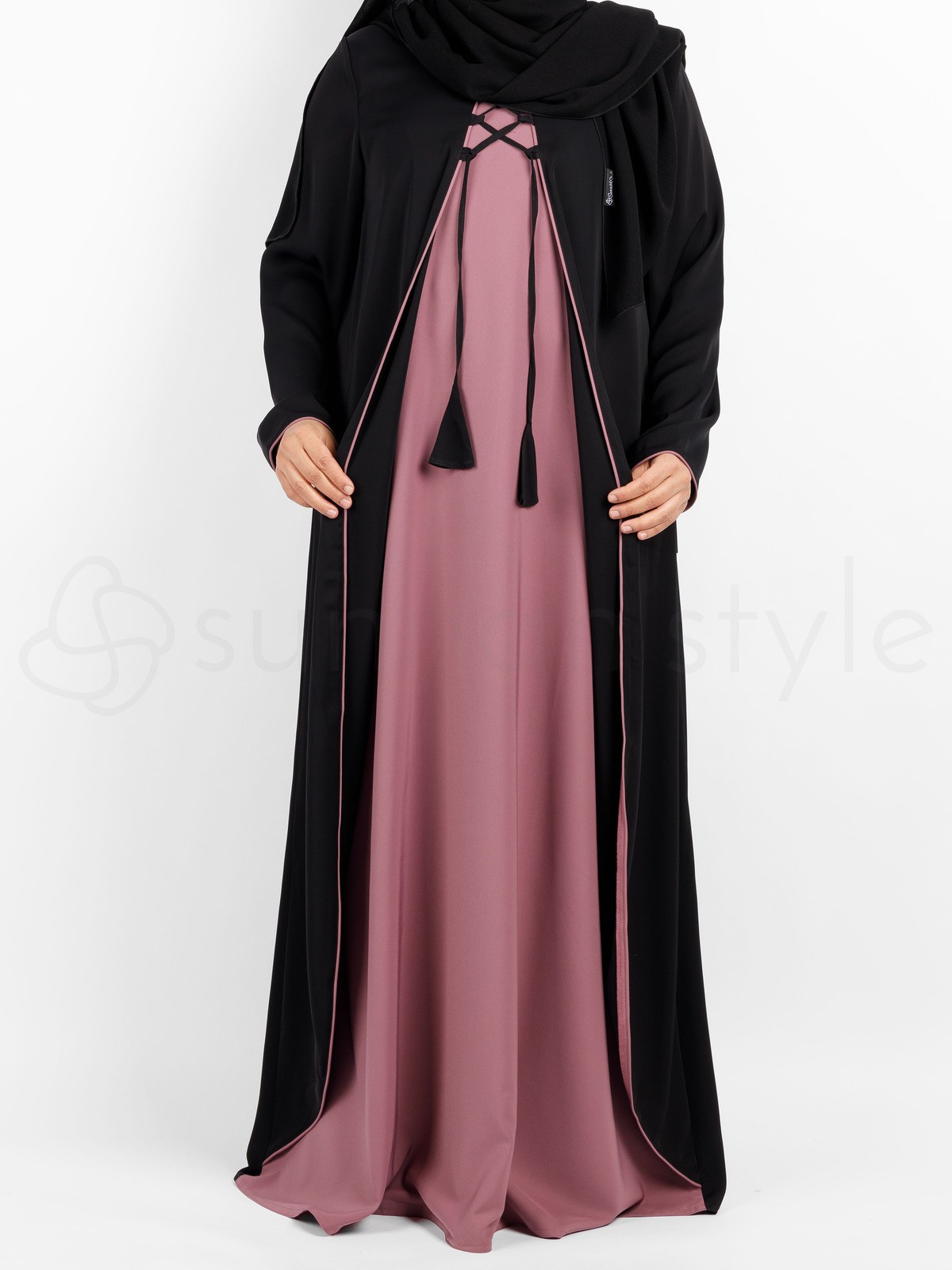Sunnah Style - Bloom Two Tone Abaya (Black/Rosewood)
