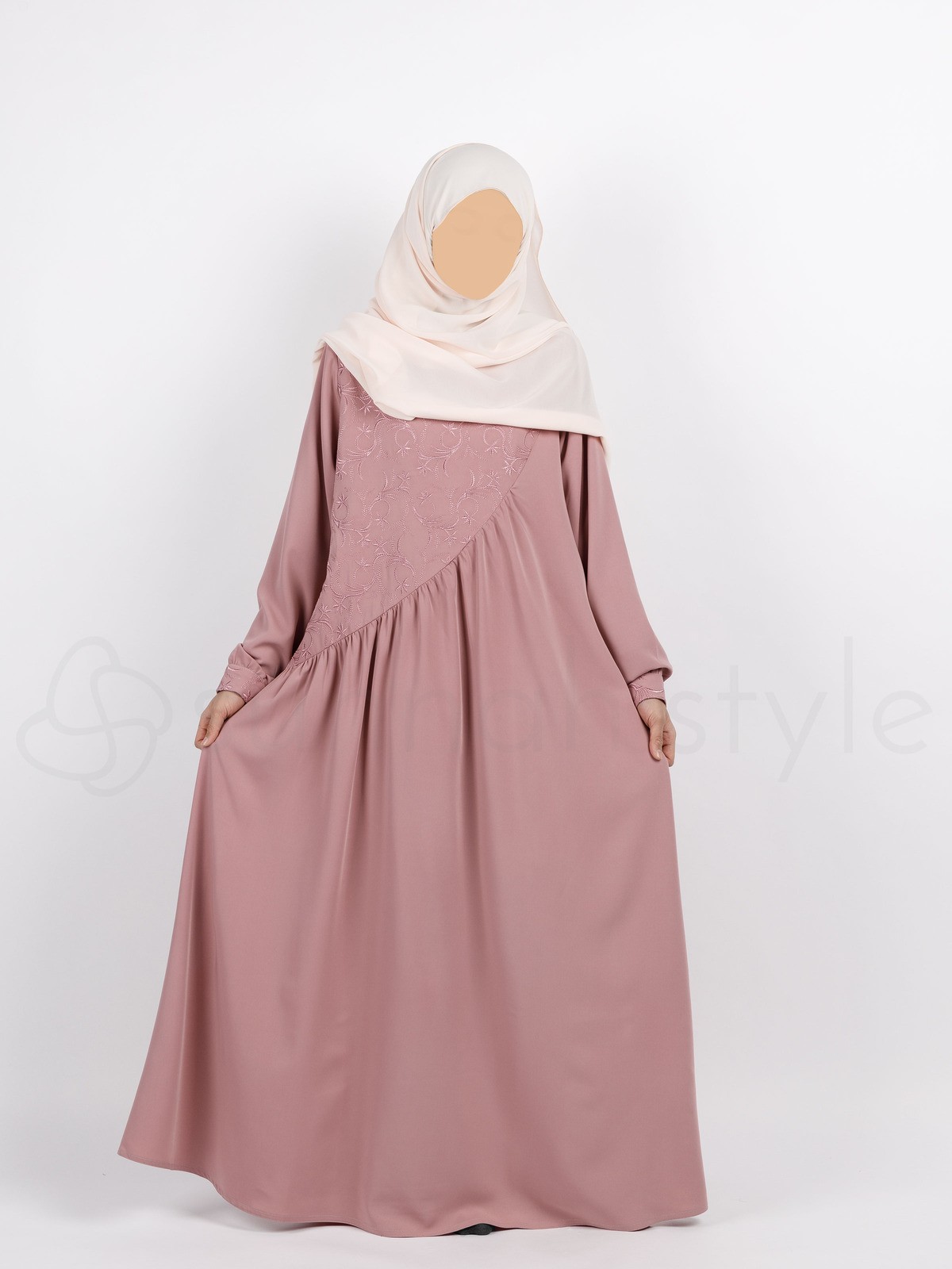 Sunnah Style - Girls Floral Umbrella Abaya (Dusty Rose)