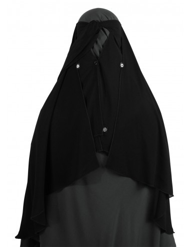 Two Layer Snapp Niqab (Black) - Snaps Open