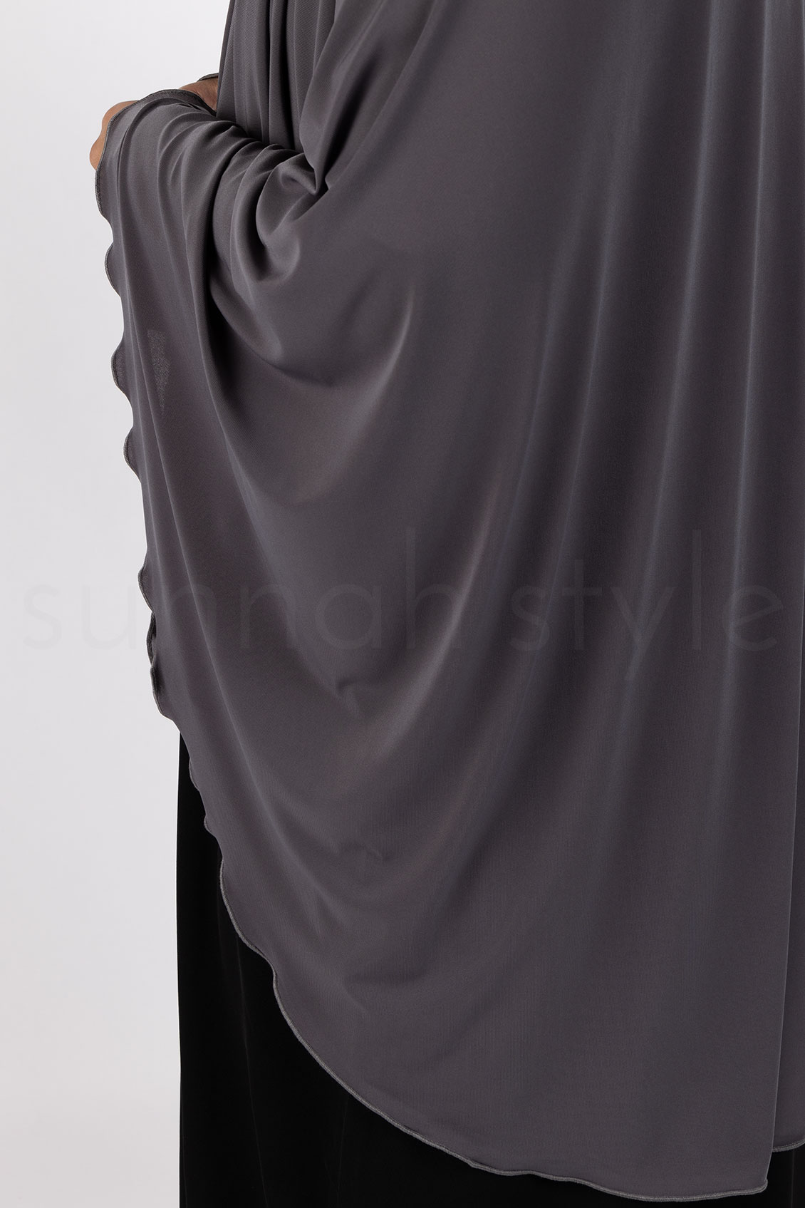 Jersey Khimar - Thigh Length (Charcoal)