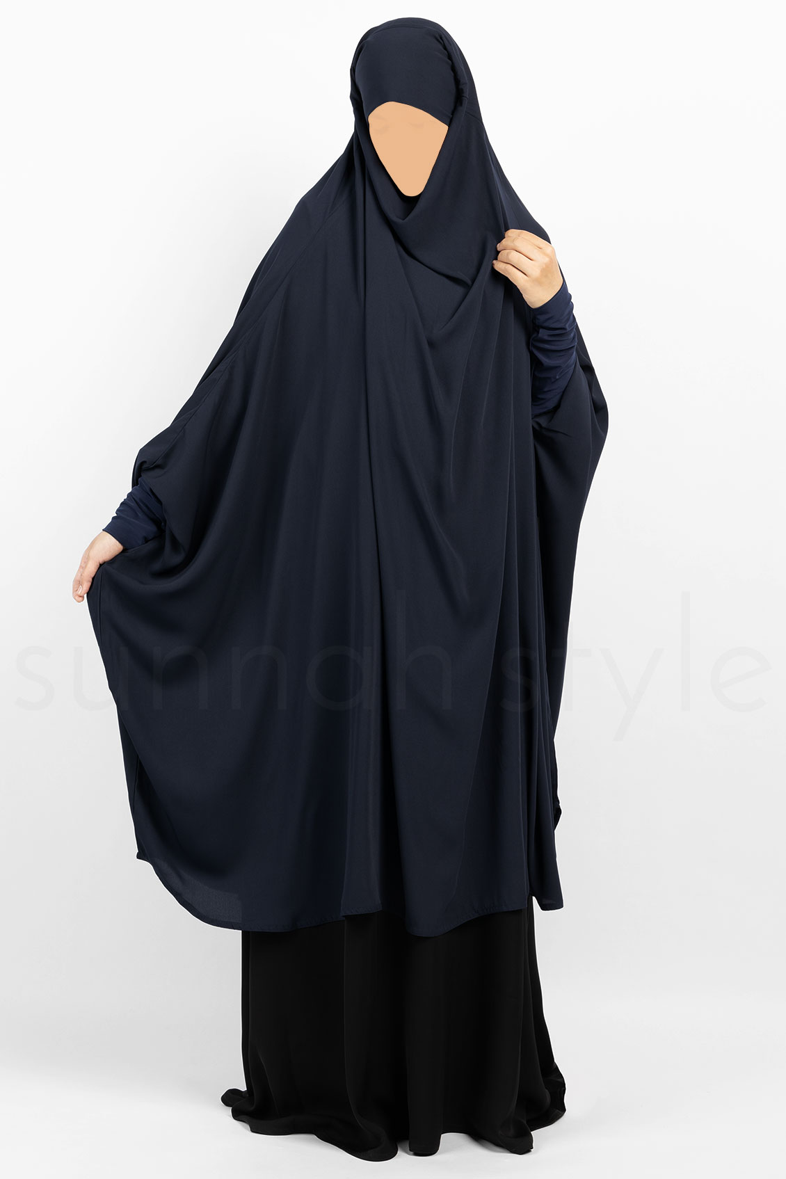 Plain Jilbab Top - Knee Length (Navy Blue)