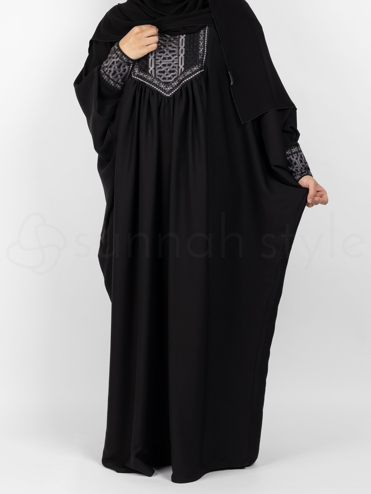 Black sales embroidered abaya