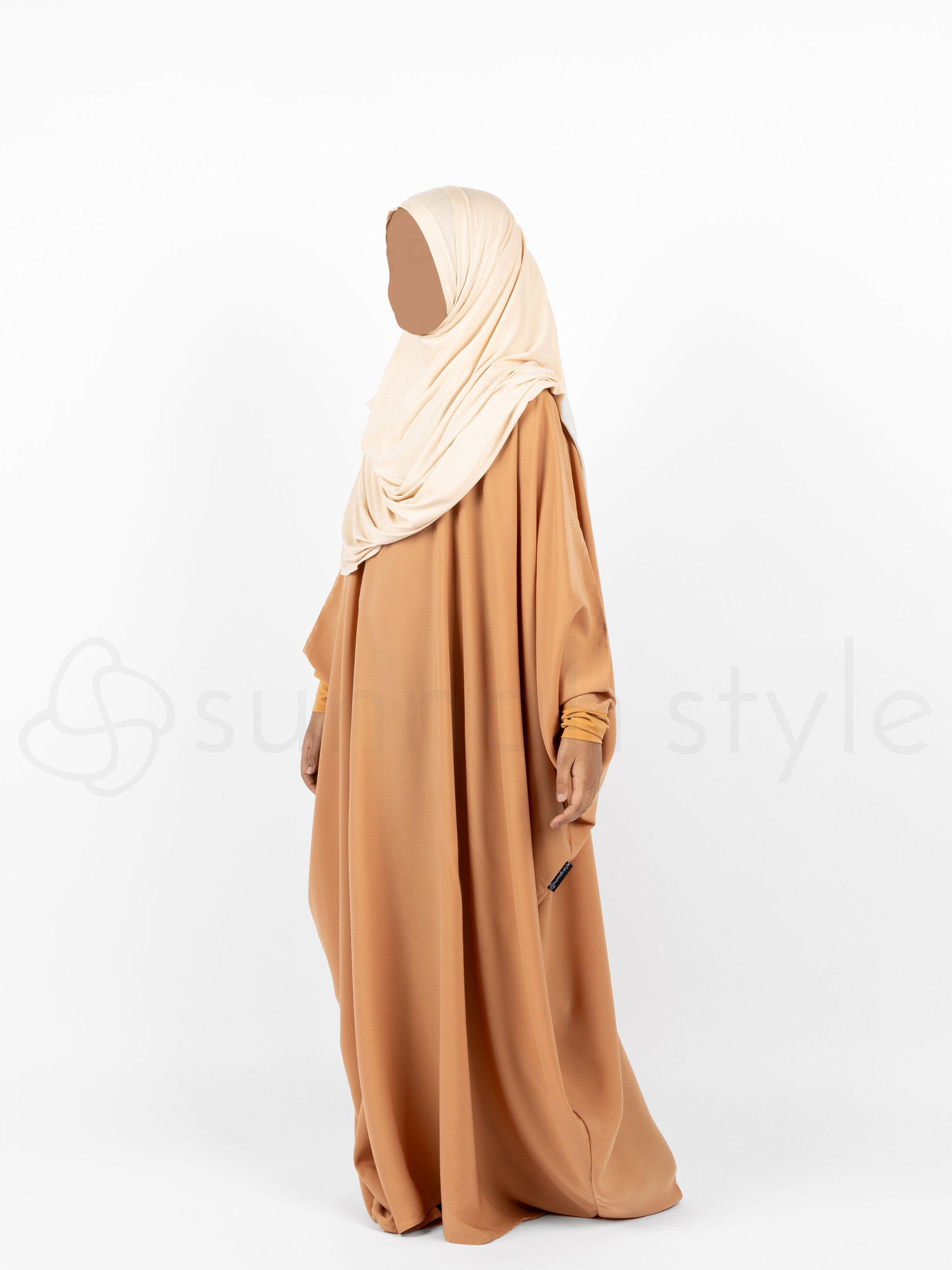 Girls Plain Bisht Abaya Apricot